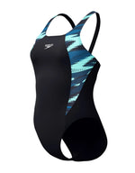 Speedo Women's Hyperboom Splice Muscleback Swimsuit Swimming Costume Black BNWT