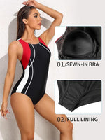 Attraco Women's Padded Colour Block Racerback Swimsuit Swimming Costume BNWT