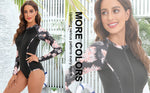 Ruuione Women's Rash Guard Front Zip Swimsuit Swimming Costume Long Sleeve BNWT