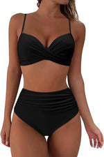 DOULAFASS High Waist Ruched Tummy Control Bikini Swimsuit Swimming Costume BNWT