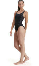 Speedo Women's Hyperboom Splice Muscleback Swimsuit Swimming Costume Black BNWT