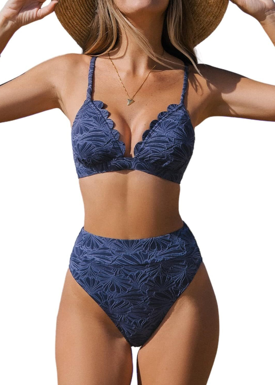 Cupshe Women's High Waisted Criss-Cross Bikini Swimsuit Swimming Costume BNWT