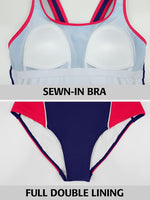 Attraco Women's Padded Colour Block Racerback Swimsuit Swimming Costume BNWT