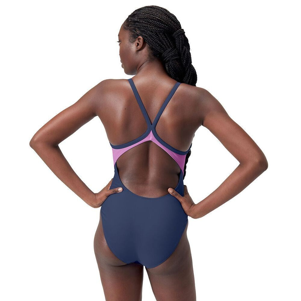 Speedo Women's Colourblock Racerback Swimsuit Swimming Costume Swimwear BNWT
