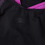 Speedo Women's Placement Laneback Swimsuit Swimming Costume Black Pink BNWT