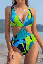Shekini Women's Deep V Neck O Ring Cutout Swimsuit Swimming Costume Swimwear
