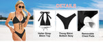 RXRXCOCO Women's Triangle Bow Tie Back Bikini Set Swimsuit Swimming Costume BNWT