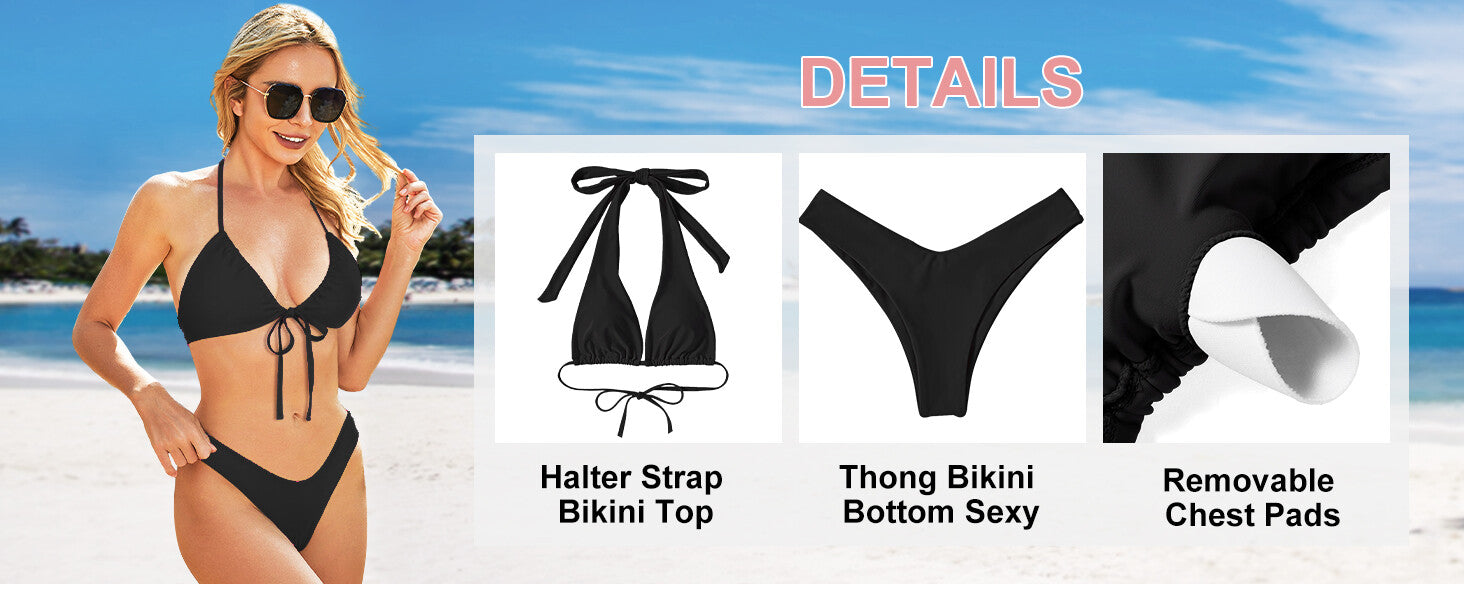 RXRXCOCO Women's Triangle Bow Tie Back Bikini Set Swimsuit Swimming Costume BNWT