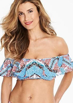 Sunseeker Women's Decorative Daze Off Shoulder Frill Bikini Top Swimsuit BNWT