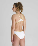 Arena Women's One Big Logo White/Gold Swimsuit Swimming Costume BNWT