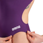 Arena Women's Team Challenge Solid Swimsuit Swimming Costume Plum Girls BNWT