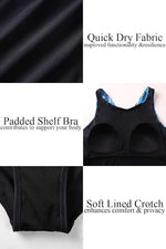 CharmLeaks Women's Padded Colour Block Racerback Swimsuit Swimming Costume BNWT