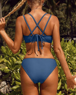 CharmLeaks Women's Padded Triangle Bikini Swimsuit Swimming Costume Slit BNWT