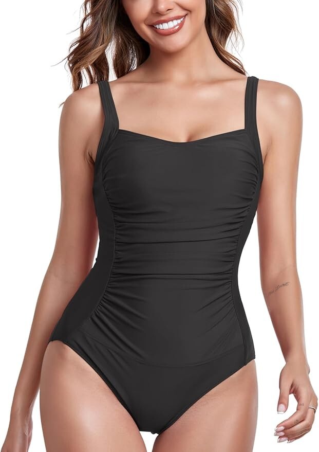 Joweechy Women's Ruched Tummy Control Swimsuit Swimming Costume Swimwear BNWT