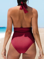 Cupshe Women's V Neck Halter Tummy Control Ruched Swimsuit Swimming Costume BNWT