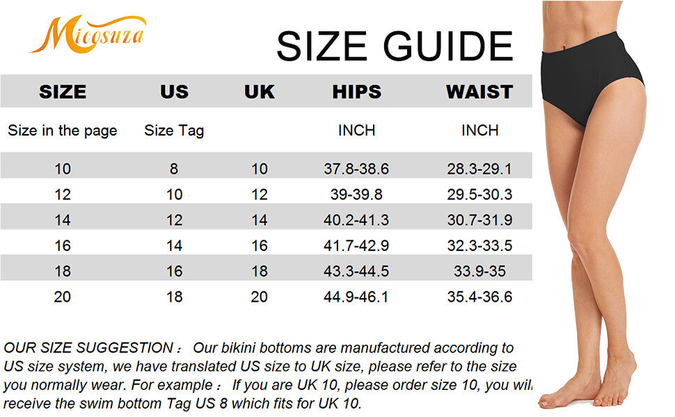Micosuza Women's High Waist Swim Briefs Swimsuit Swimming Costume Bikini Bottoms