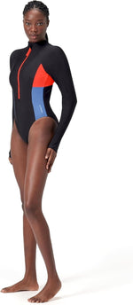 Speedo Women's Colourblock Long Sleeve Zip Swimsuit Swimming Costume BNWT