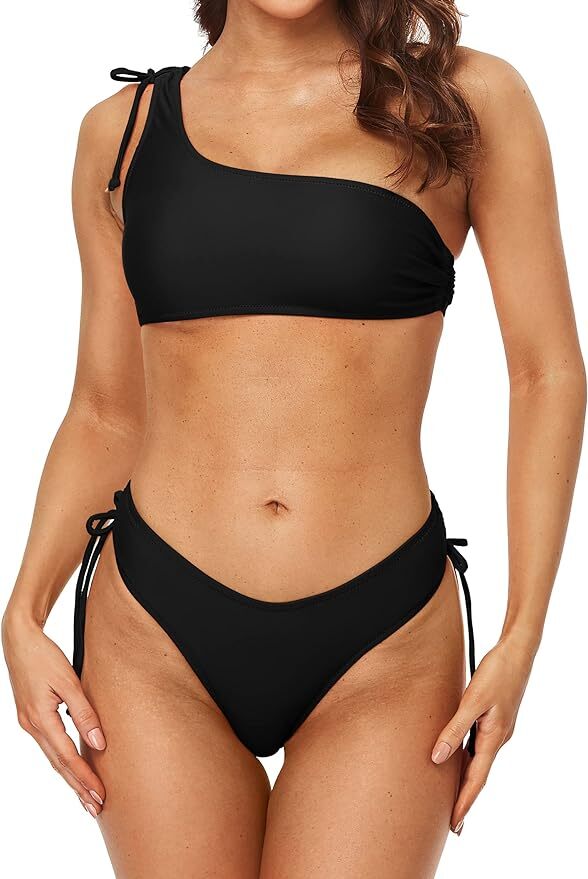 Attraco Women's Padded One Shoulder Bikini Swimsuit Swimming Costume BNWT