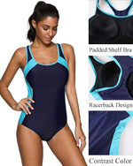 CharmLeaks Women's Padded Colour Block Racerback Swimsuit Swimming Costume BNWT
