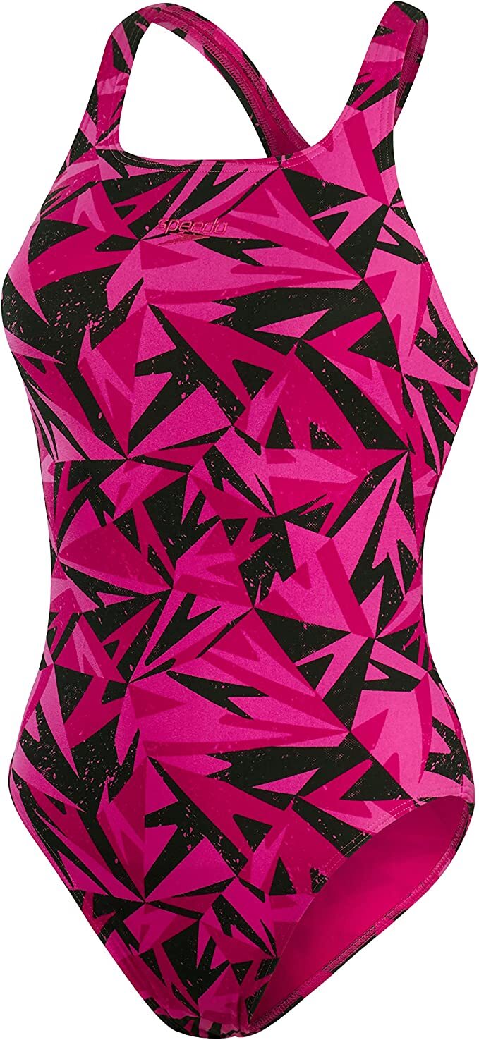Speedo Women's Hyperboom Allover Medalist Swimsuit Swimming Costume Pink BNWT