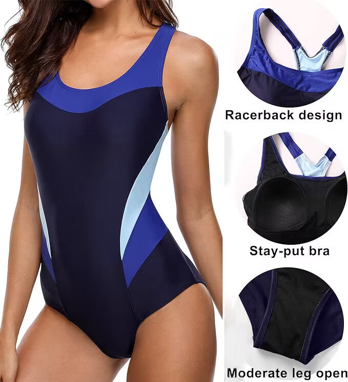 CharmLeaks Women's Padded Racerback Swimsuit Swimming Costume Swimwear BNWT