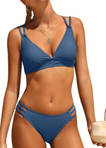 CharmLeaks Women's Padded Triangle Bikini Swimsuit Swimming Costume Slit BNWT
