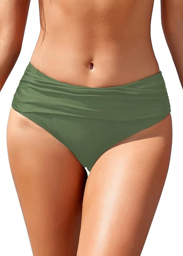 Shekini Women's Ruched Bikini Bottom Swimsuit Swimming Costume Medium Waist BNWT