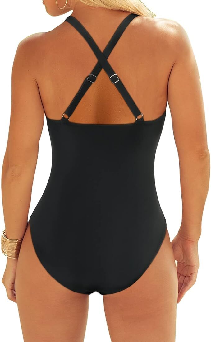 DOULAFASS Women's Tummy Control Cutout One Piece Swimsuit Swimming Costume BNWT