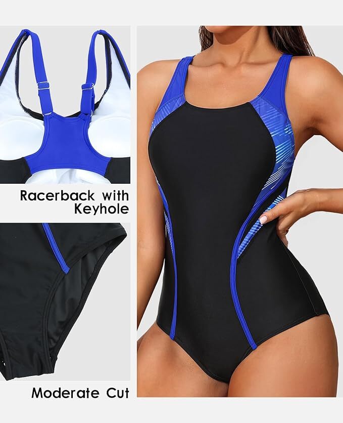 Attraco Women's Padded Athletic Racerback Swimsuit Swimming Costume BNWT