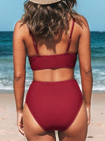 Cupshe Women's High Waist Twist Front V Bikini Swimsuit Swimming Costume BNWT
