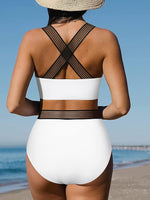 DOULAFASS Women's Racerback Bikini Set Swimsuit Swimming Costume Mesh BNWT