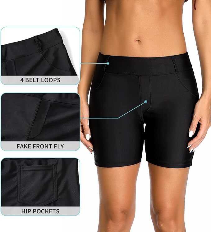 Attraco Women's Boyleg Jammer Long Swim Shorts Swimsuit Swimming Costume BNWT
