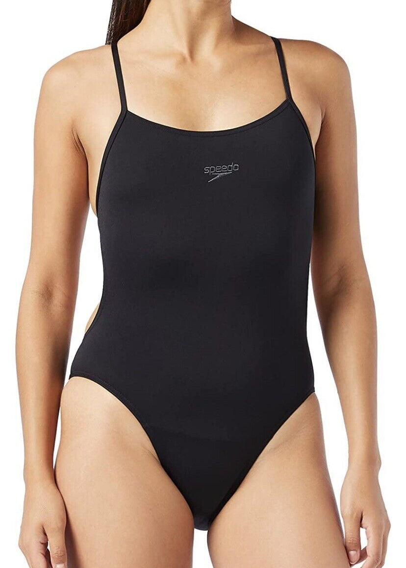 Speedo Women's Eco Endurance+ Thinstrap Swimsuit Swimming Costume Black BNWT