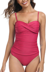 Derssity Women's Ruched Tummy Control Bandeau Twist Swimsuit Swimming Costume
