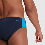 Speedo Men's Boom Logo Splice 7cm Brief Swimming Costume Swimsuit Navy BNWT