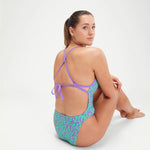 Speedo Womens Allover Digi Club Training Tie Back Swimsuit Swimming Costume BNWT