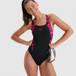 Speedo Women's Hyperboom Splice Muscleback Swimsuit Swimming Costume Black BNWT