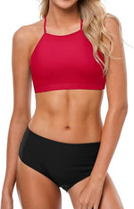 CharmLeaks Women's Padded High Neck Bikini Swimsuit Swimming Costume BNWT