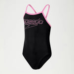 Speedo Girls Logo Thinstrap Muscleback Junior Swimsuit Swimming Costume BNWT