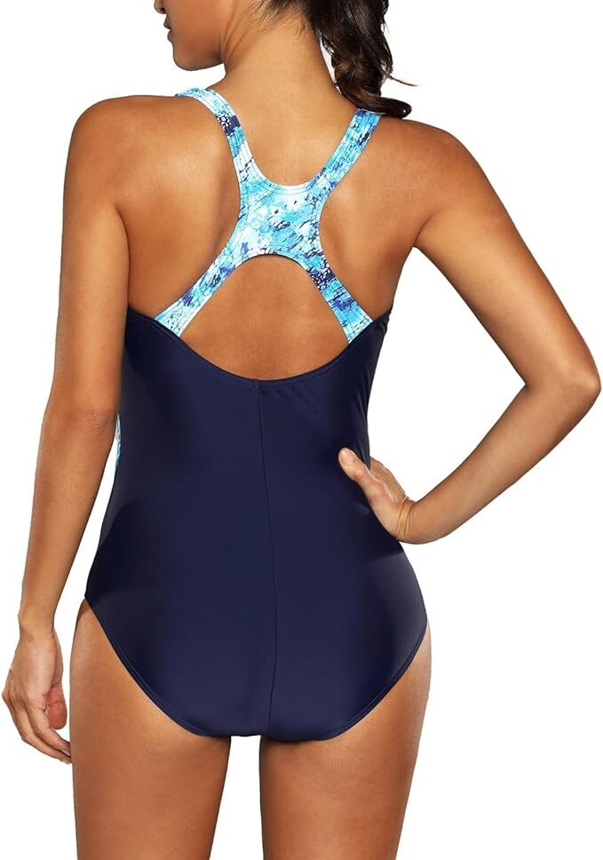CharmLeaks Women's Padded Colour Block Racerback Swimsuit Swimming Costume BNWT