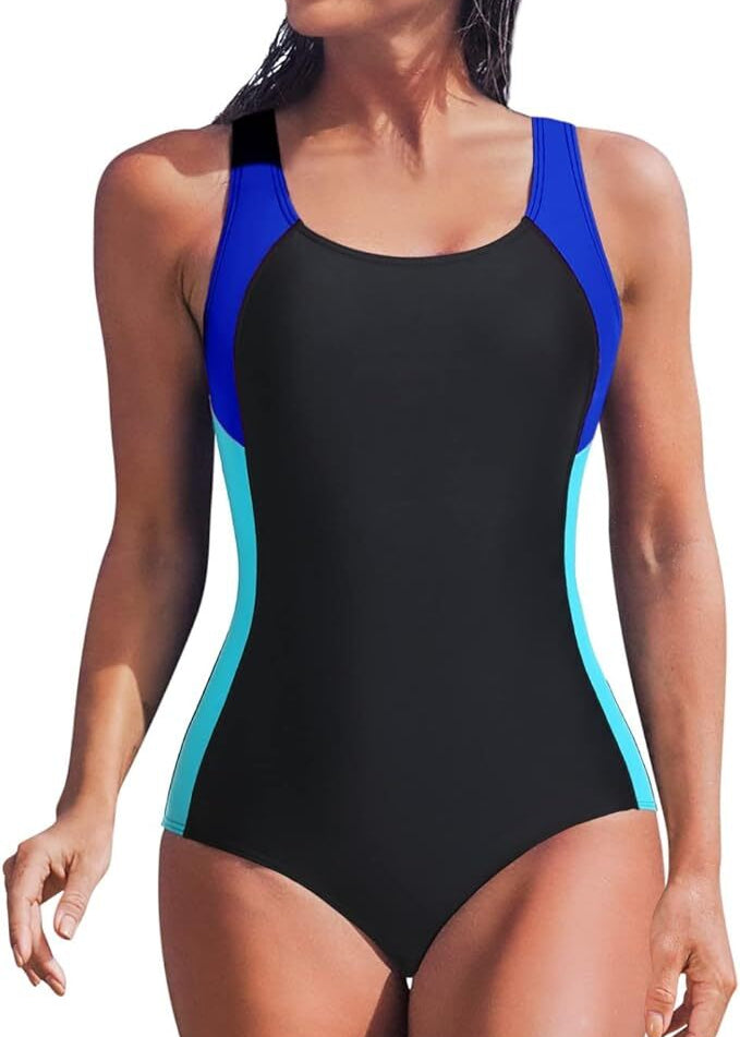 CharmLeaks Women's Padded Colour Block Racerback Swimsuit Swimming Costume BNWT
