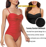 Derssity Women's Ruched Tummy Control Bandeau Twist Swimsuit Swimming Costume