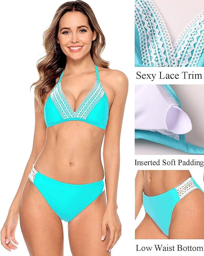 Attraco Women's Padded Bikini Lace Two Piece Swimsuit Swimming Costume BNWT