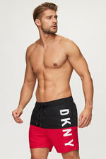DKNY Men's Naxos Swim Shorts Swimsuit Swimming Costume Black Red BNWT