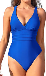 Shekini Women's Padded V-Neck Cross-Back Swimsuit Swimming Costume BNWT