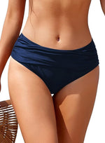 Shekini Women's Ruched Bikini Bottom Swimsuit Swimming Costume Medium Waist BNWT