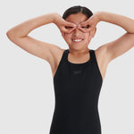 Speedo ECO Endurance+ Medalist Girls Junior Swimsuit Swimming Costume Black BNWT