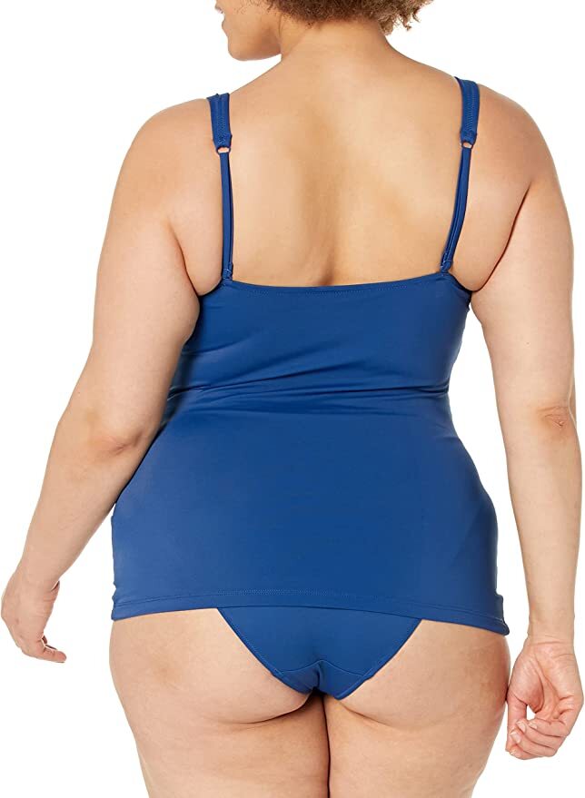Amazon Essentials Women's Tankini Swim Top Swimsuit Swimming Costume Navy BNWT