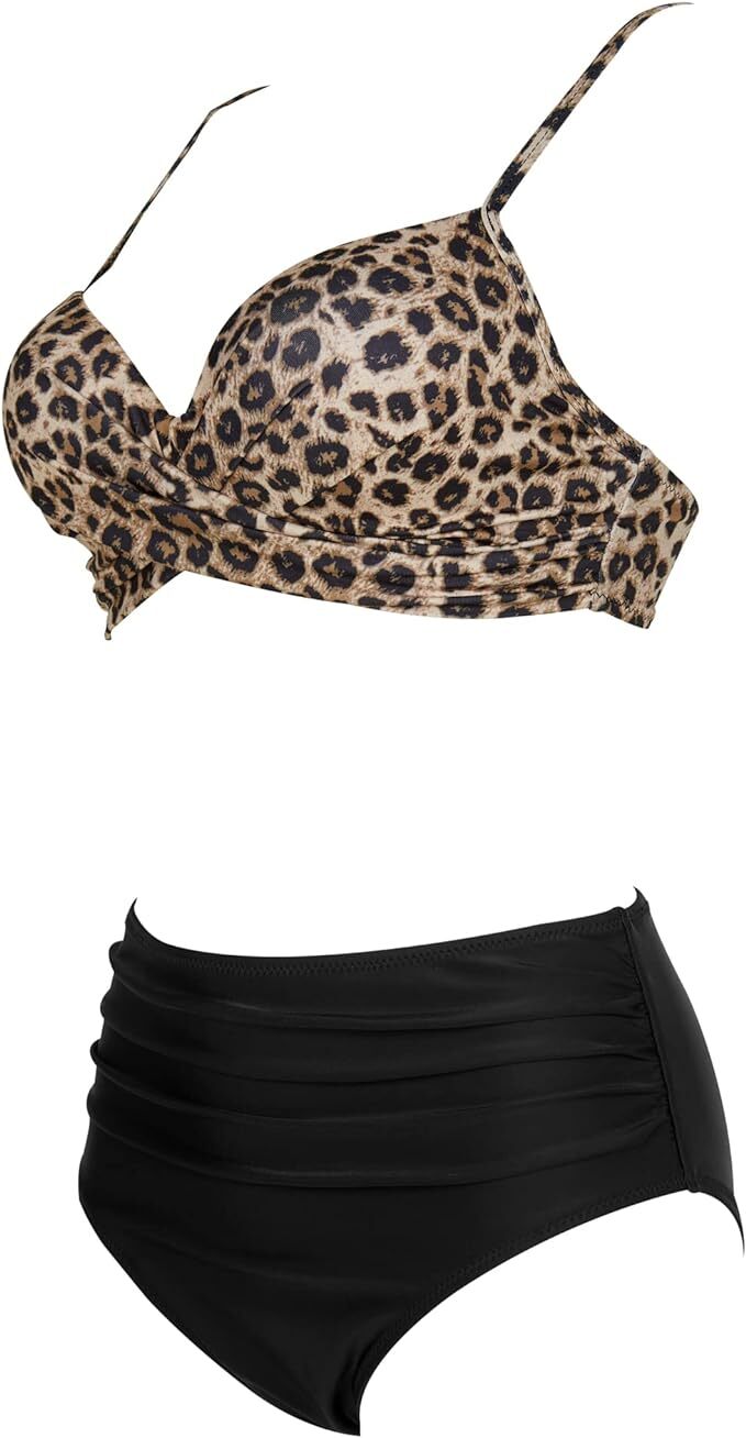 DOULAFASS High Waist Ruched Tummy Control Bikini Swimsuit Swimming Costume BNWT