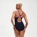 Speedo Women's Hyperboom Splice Muscleback Swimsuit Swimming Costume Navy BNWT